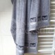 Cotton terry bath towel with leaves "GREY"